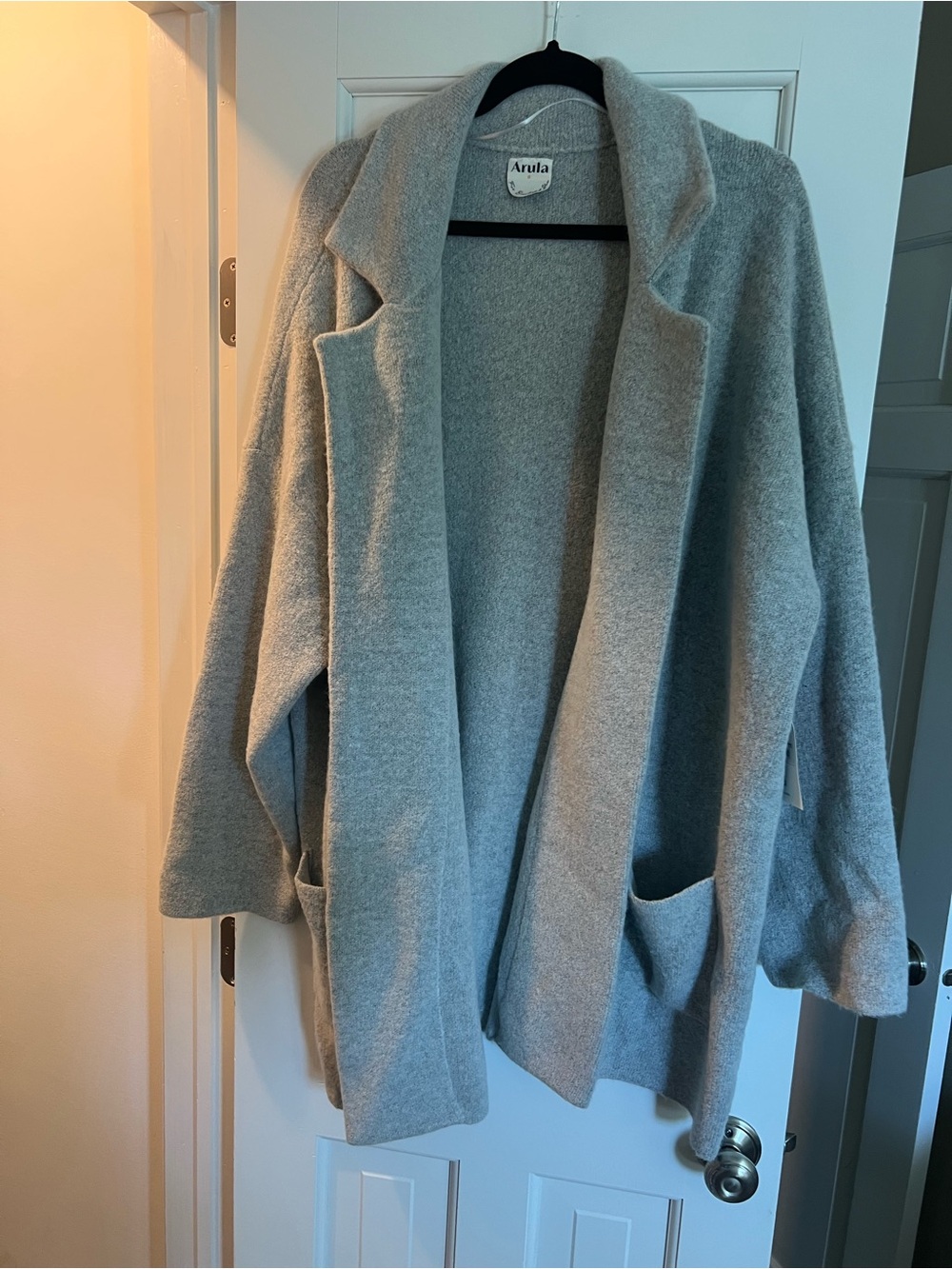ARULA Heather Gray Open-Front Cozy Cardigan with Pockets